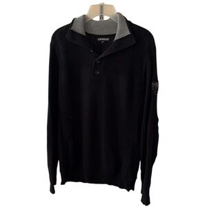 Men’s Express Black Ribbed Collar Sweater